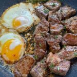 Garlic Steak Bites and Eggs recipe
