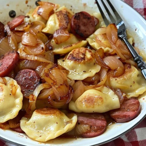 Skillet Pierogies and Kielbasa