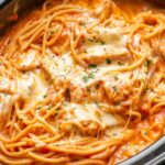 Creamy Chicken Spaghetti (Slow Cooker Recipe)