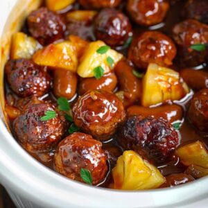 Slow Cooker Meatball Pineapple Smokies